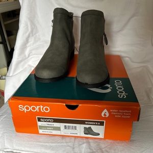 NIB Sporto Women’s Winter Ankle Boot Tracy Grey Fabric And Suede Sz. 9